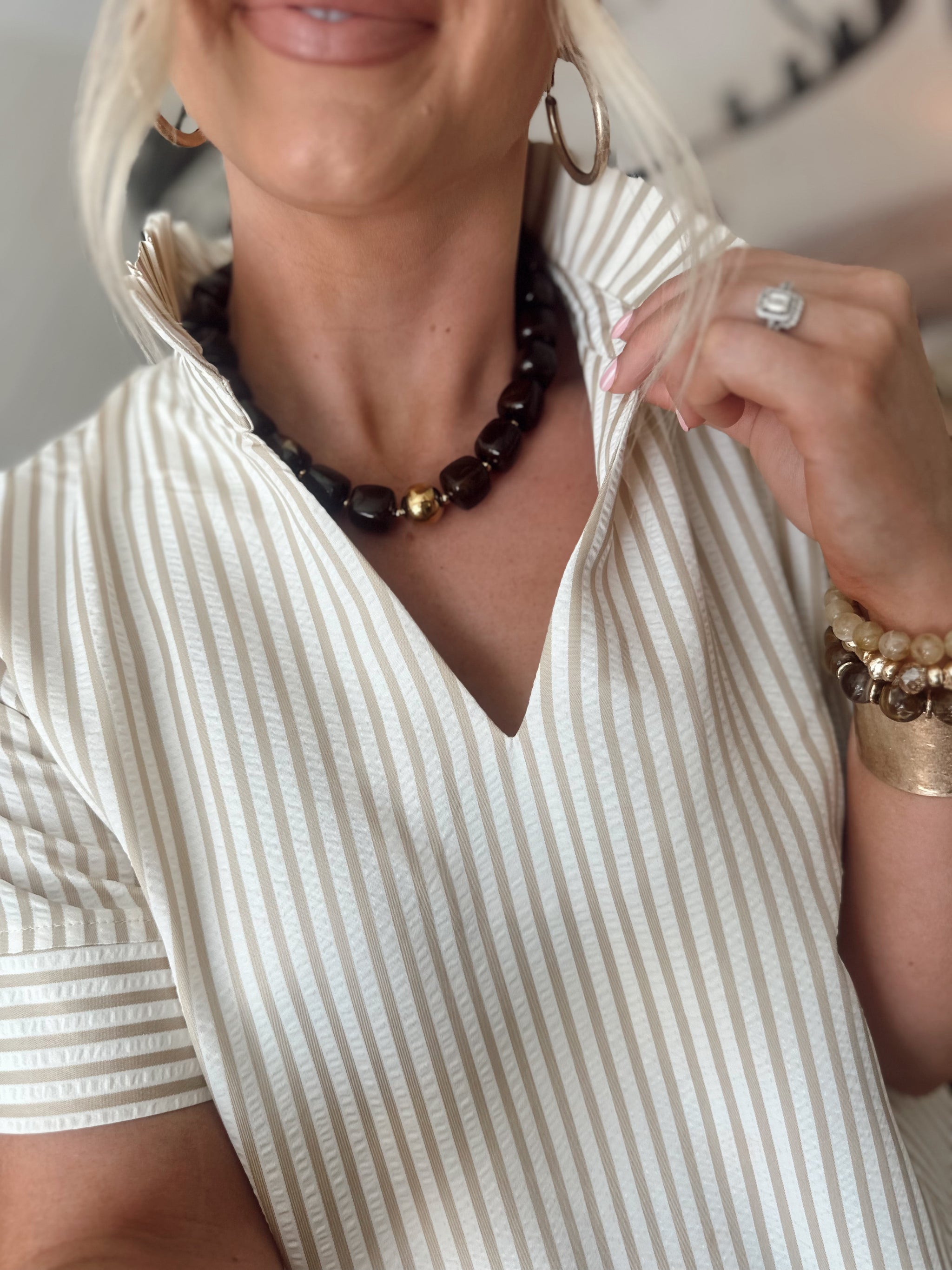 Noemi Chunky Beaded Necklace - Tortoise