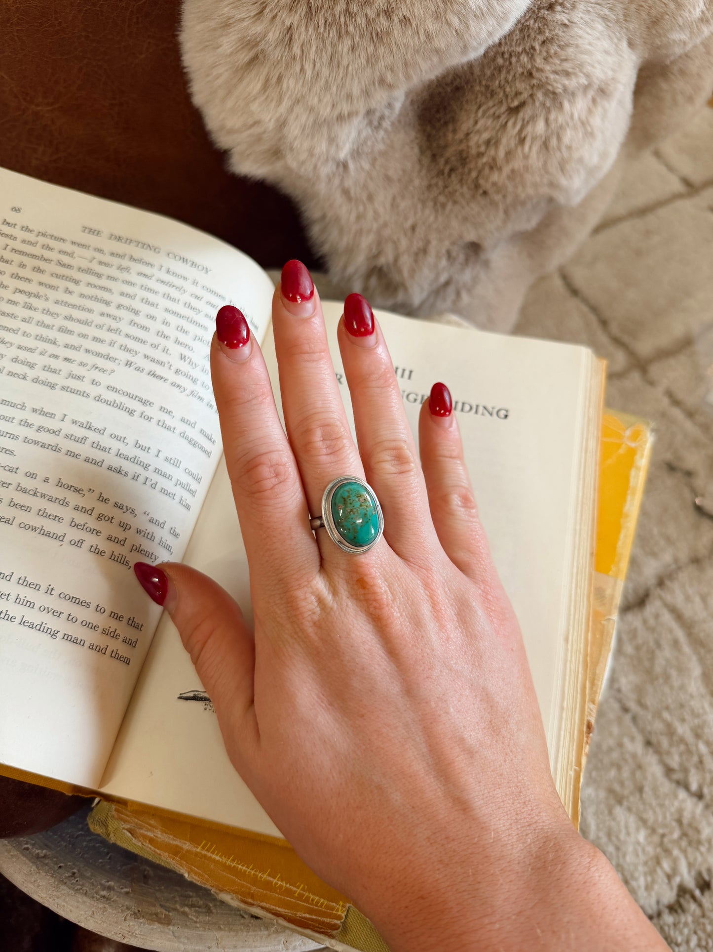 Navajo Handmade Royston Turquoise Adjustable Ring - Antionette Martinez