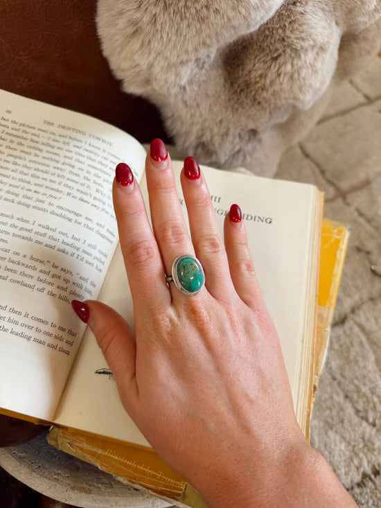 Navajo Handmade Royston Turquoise Adjustable Ring - Antionette Martinez