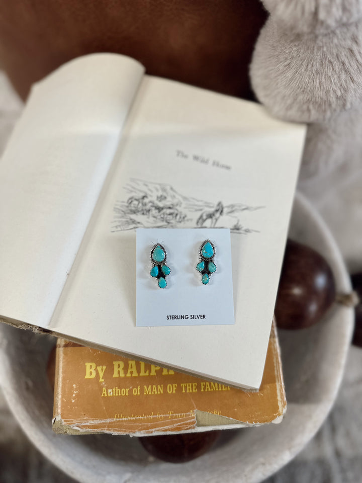 Tear Drop Kingman Turquoise Earrings Hada Collection