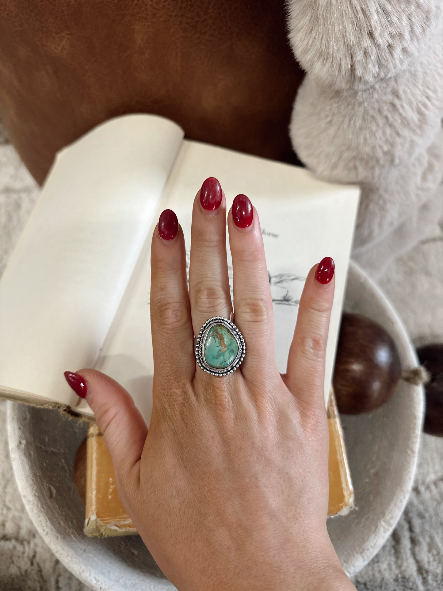 Navajo Handmade Royston Turquoise Adjustable Ring - Scott Skeets
