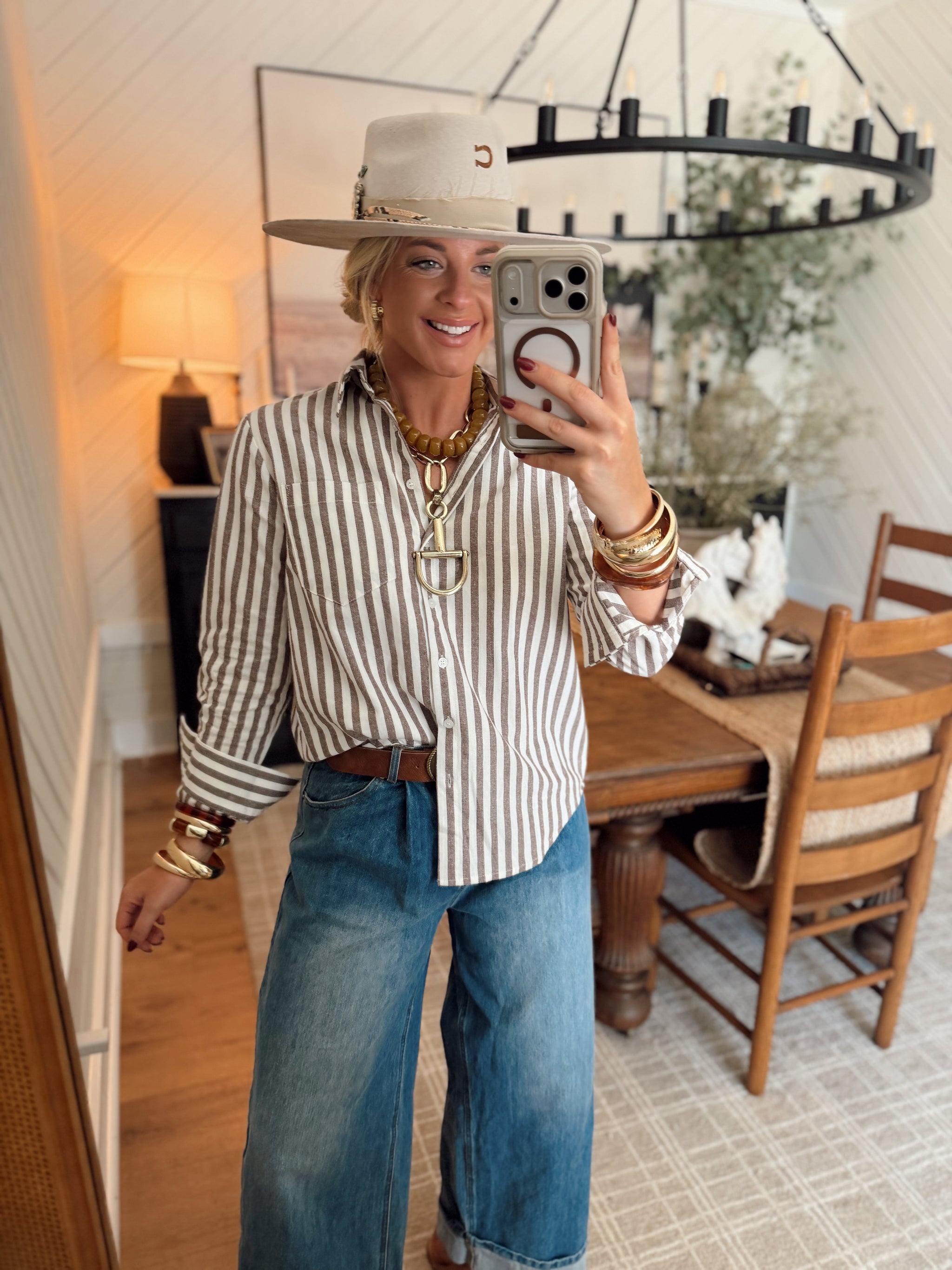 Sonny Striped Top *Brown