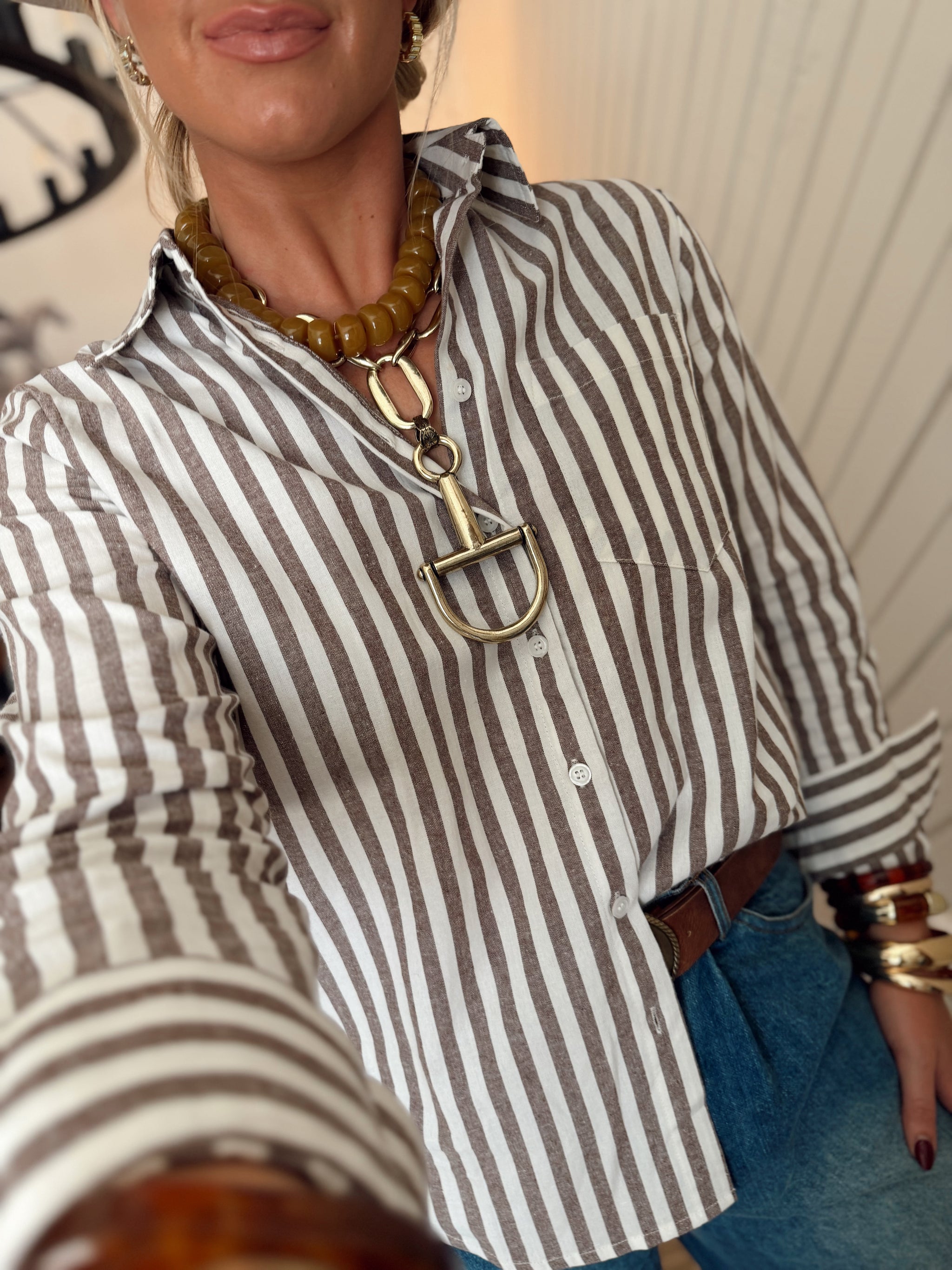 Sonny Striped Top *Brown