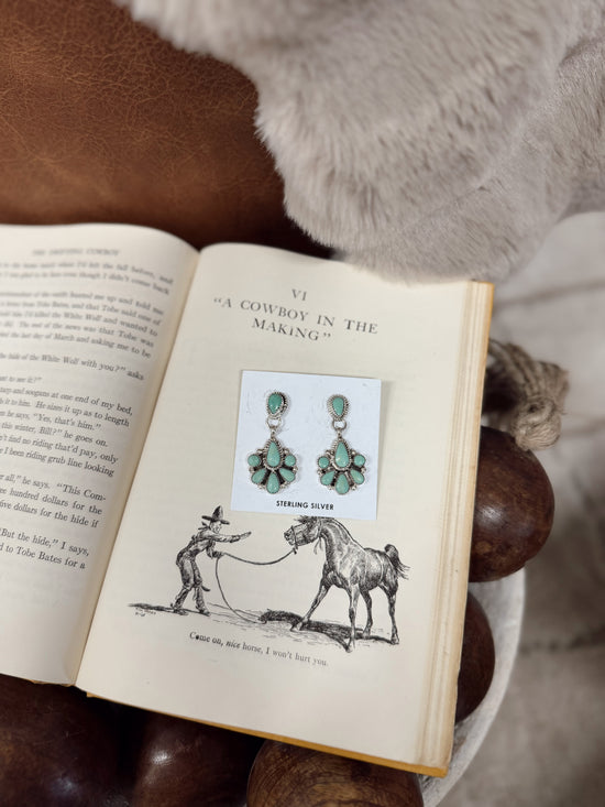 Navajo Handmade Kingman Turquoise Earrings - Alicia Wilson
