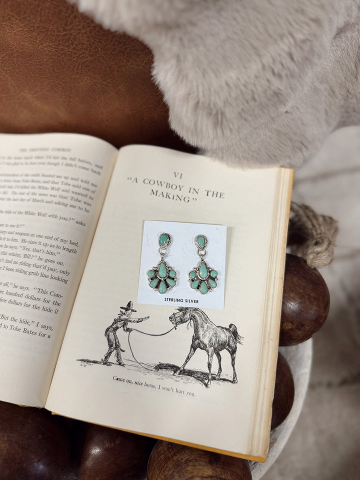 Navajo Handmade Kingman Turquoise Earrings - Alicia Wilson