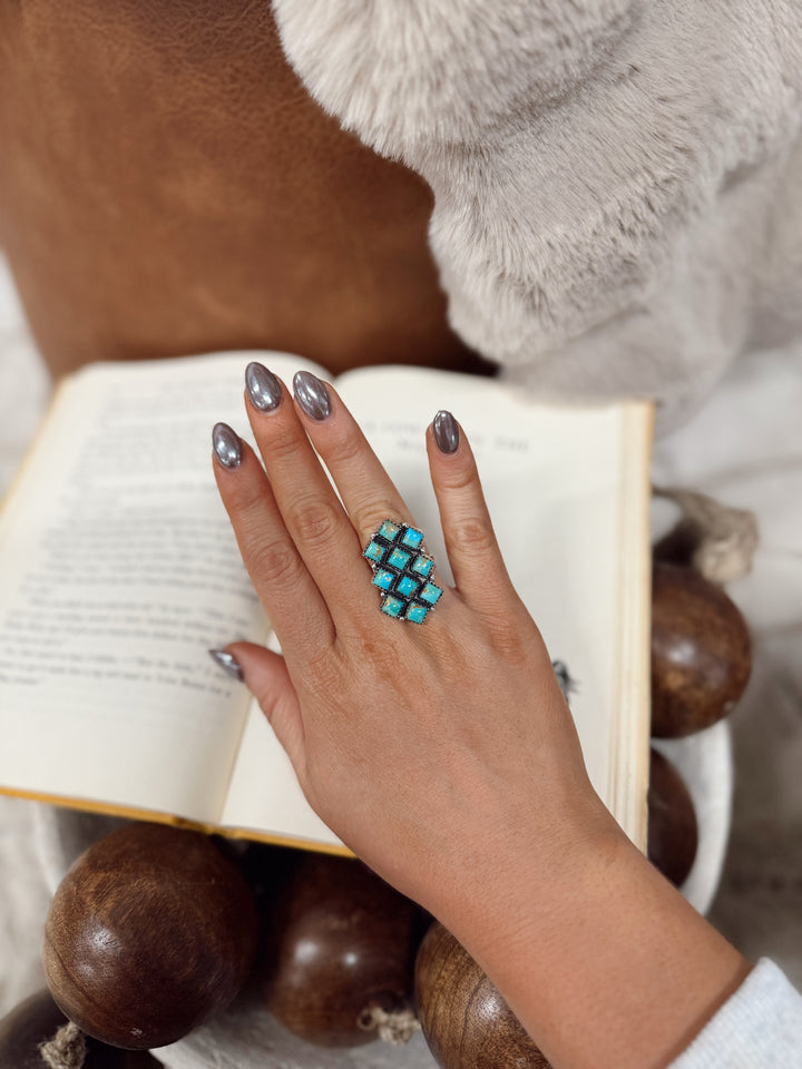 Hada Collection Kingman Turquoise Adjustable Ring