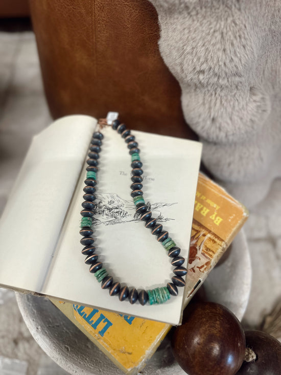 Cloud Mt. Turquoise 18 Inch Copper Saucer Bead Necklace