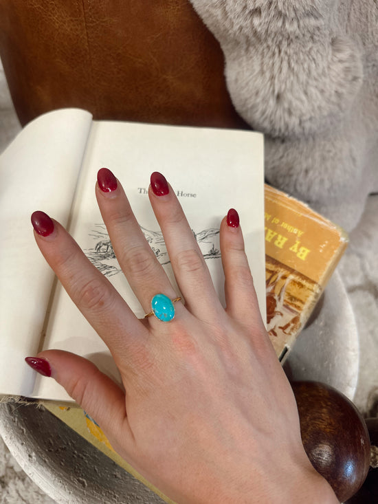 Goldie 14K Gold Plate Kingman Turquoise Ring Hada Collection