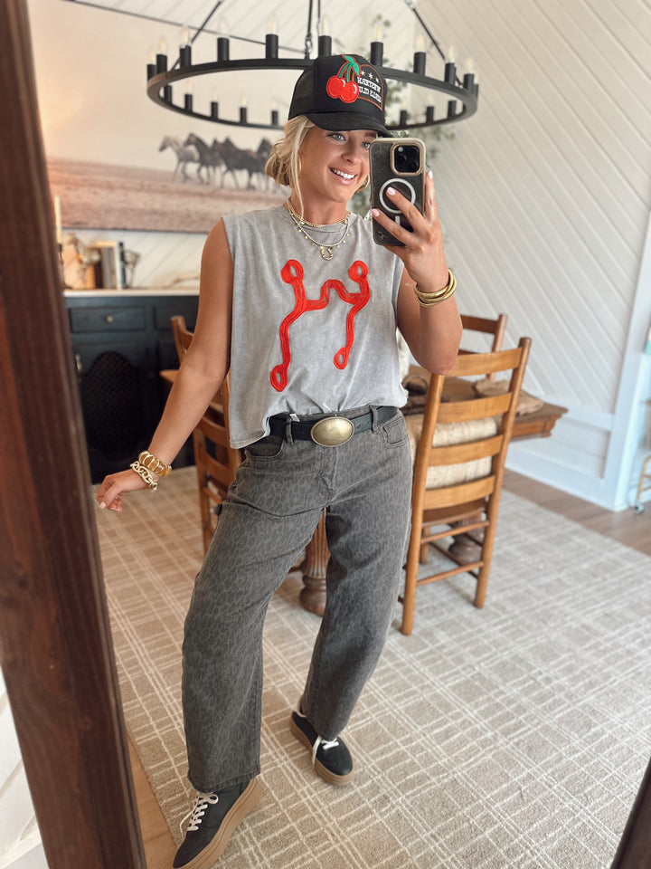 Cash Cheetah Barrel Jeans