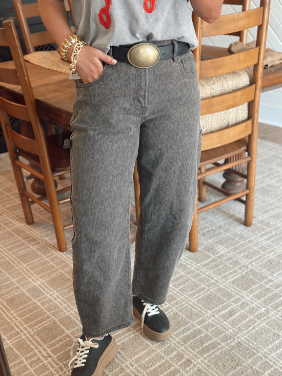 Cash Cheetah Barrel Jeans