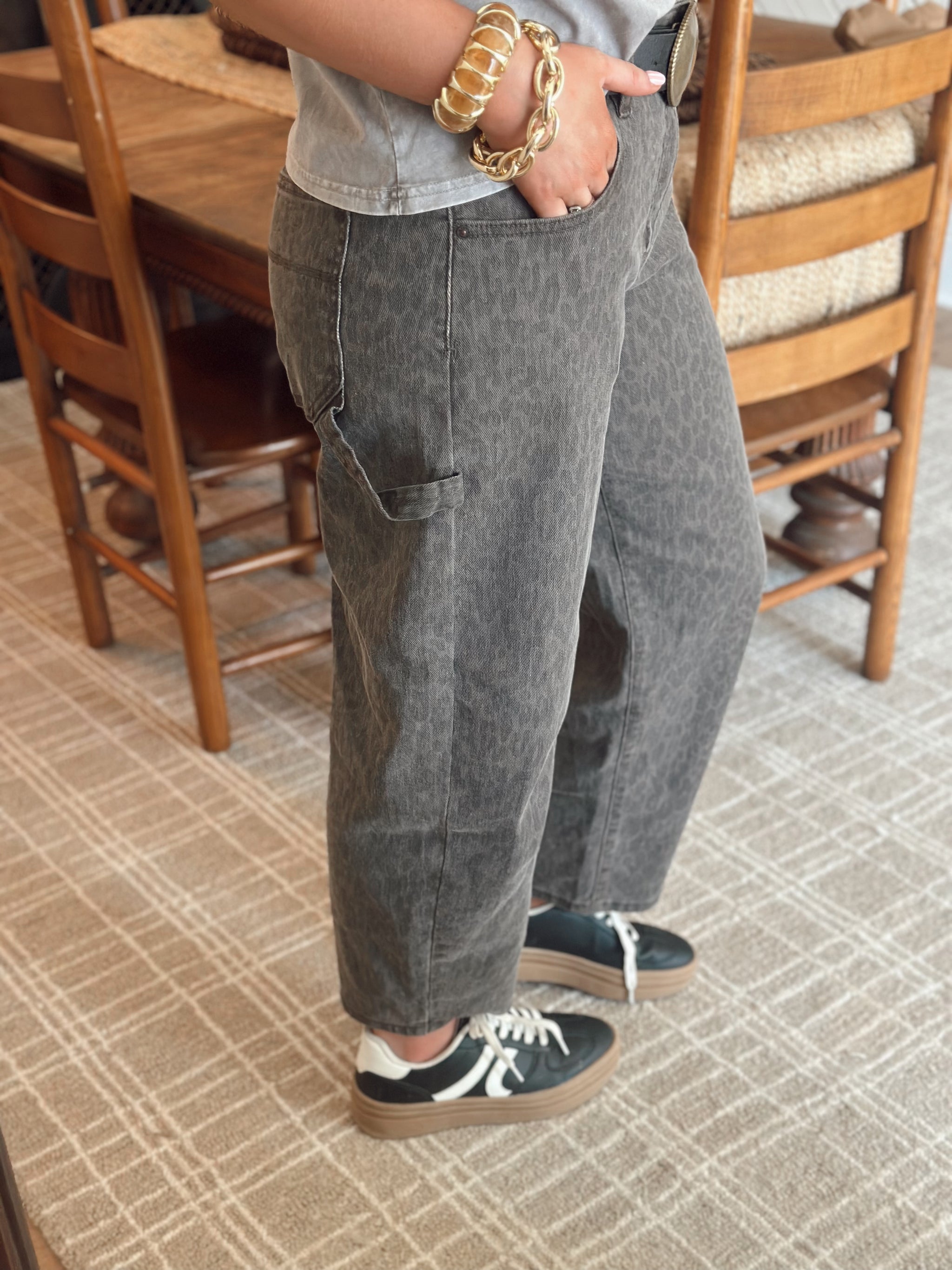 Cash Cheetah Barrel Jeans