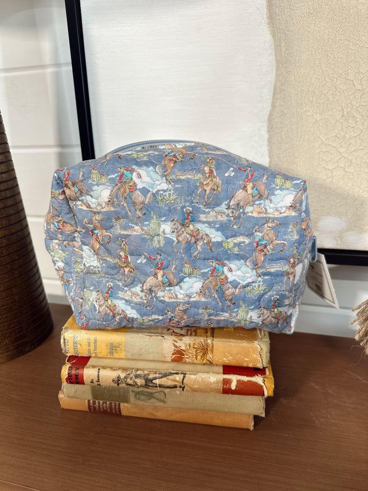 Birdie Chambray Quilted Makeup Bag *LG