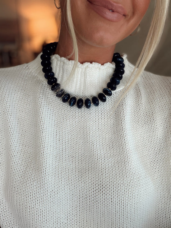 Bailey Chunky Beaded Necklace- Navy