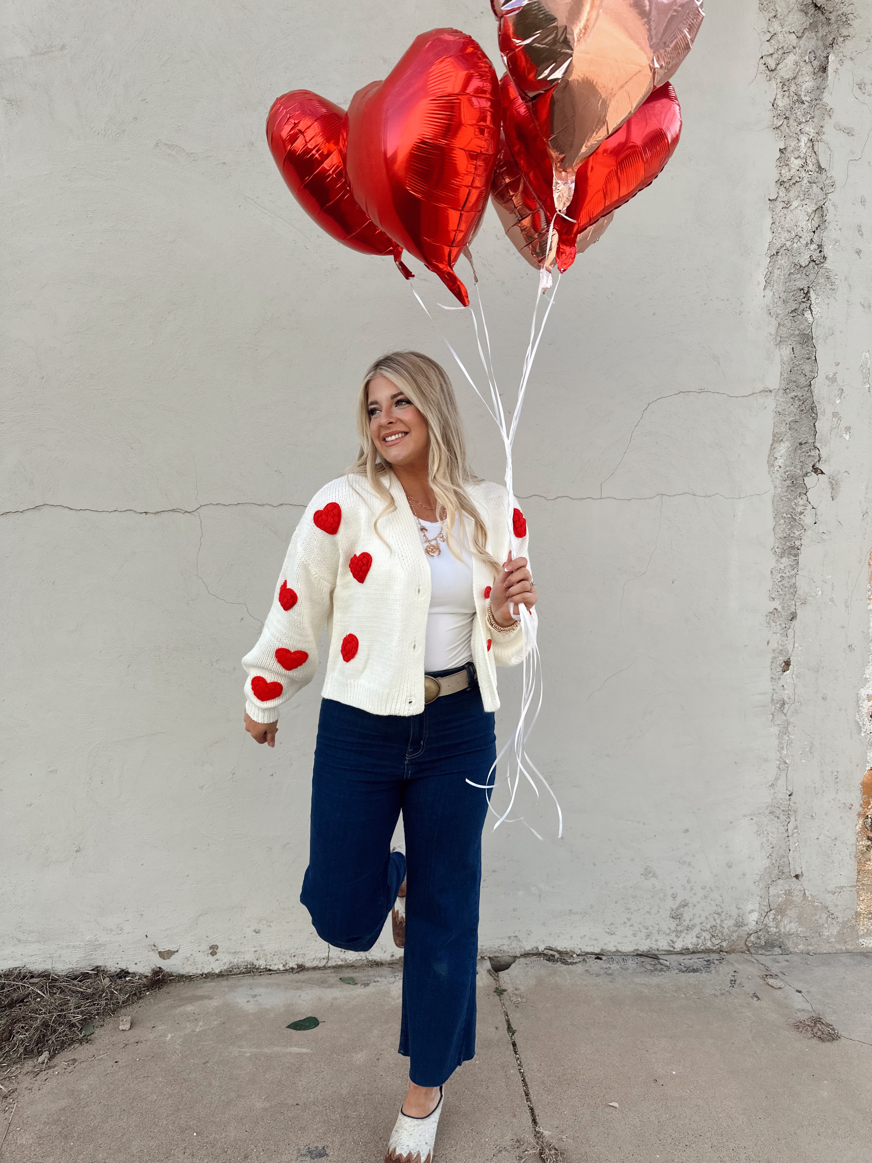 Puff Heart Button Down Cardigan