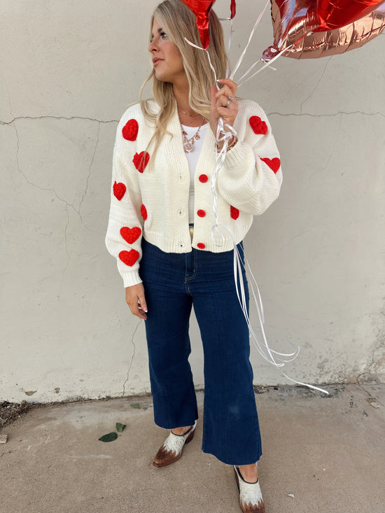 Puff Heart Button Down Cardigan