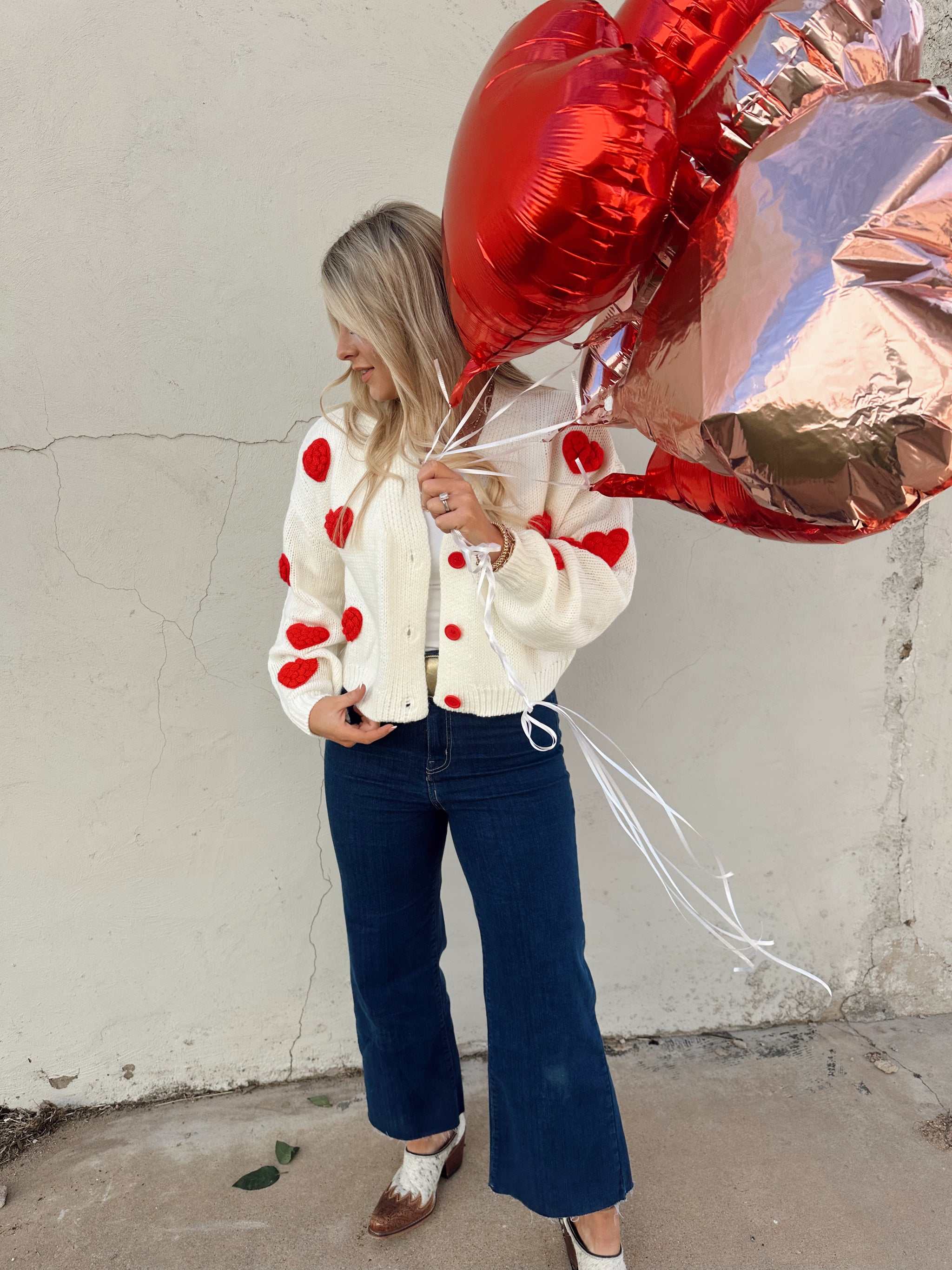 Puff Heart Button Down Cardigan