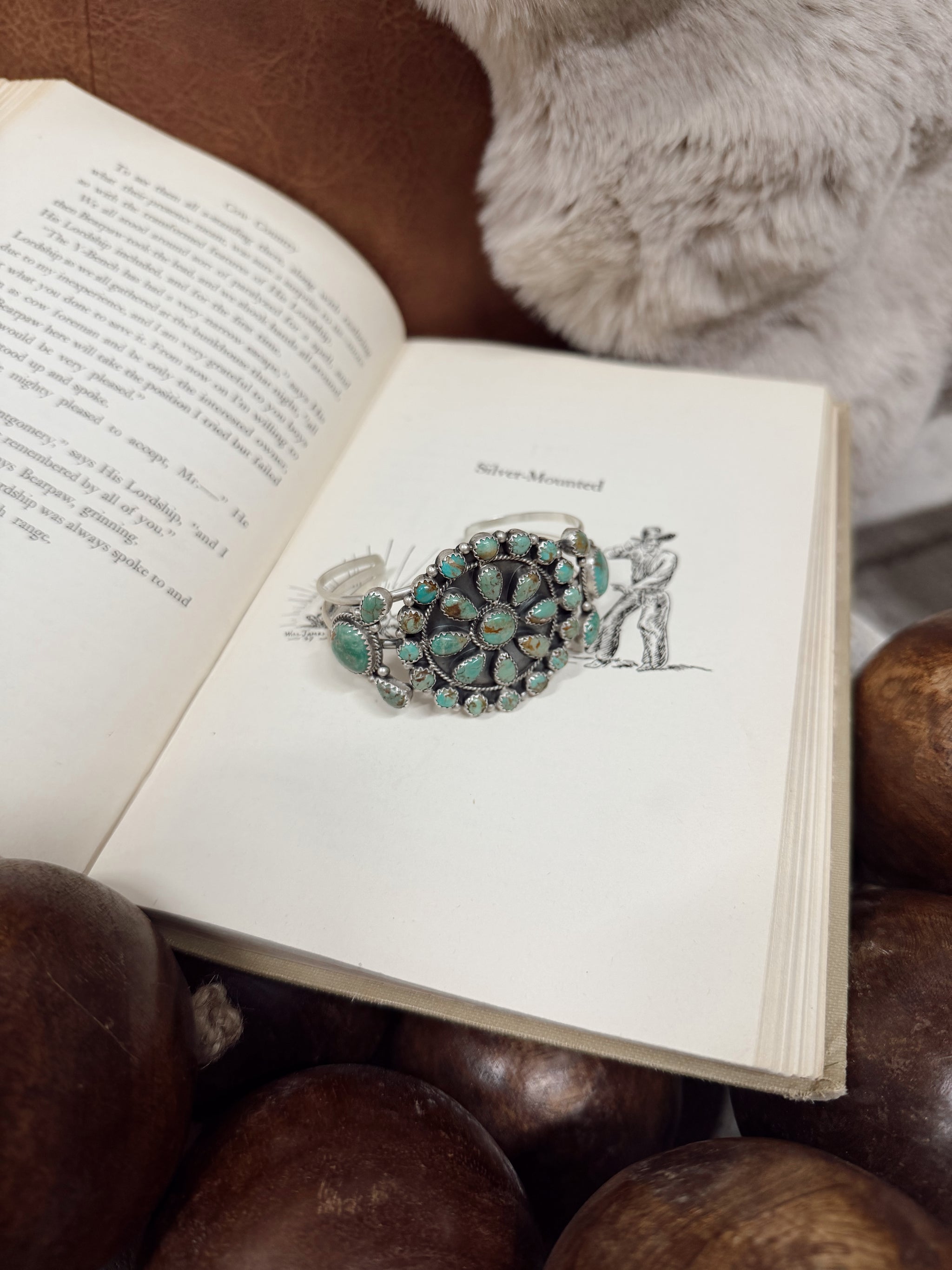 Navajo Handmade Kingman Turquoise Bracelet - Janet Jake