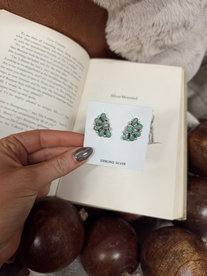 Zuni Handmade Kingman Turquoise Earrings - Alicia Wilson