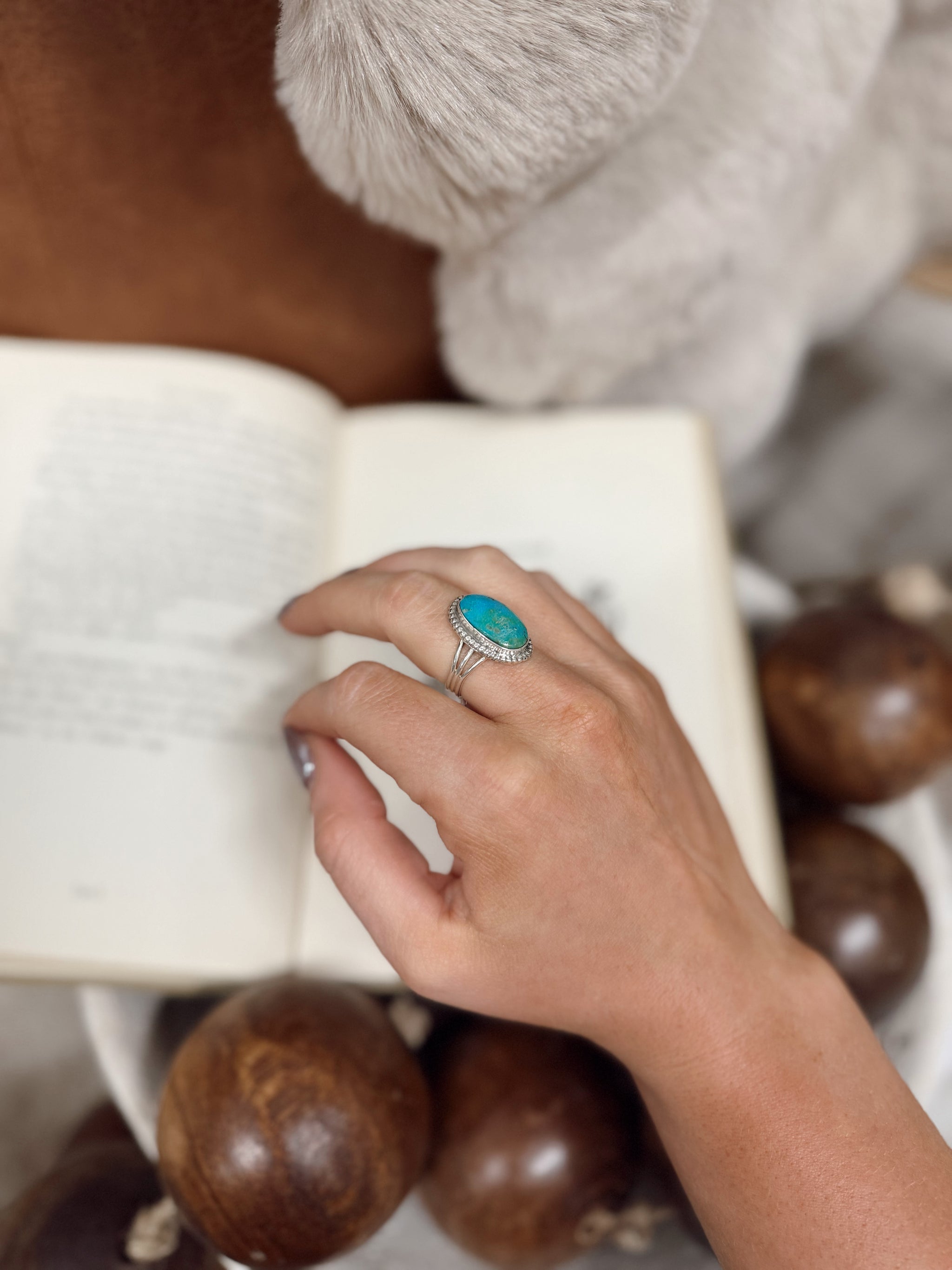 Navajo Handmade Kingman Turquoise Ring - Jason Bahe