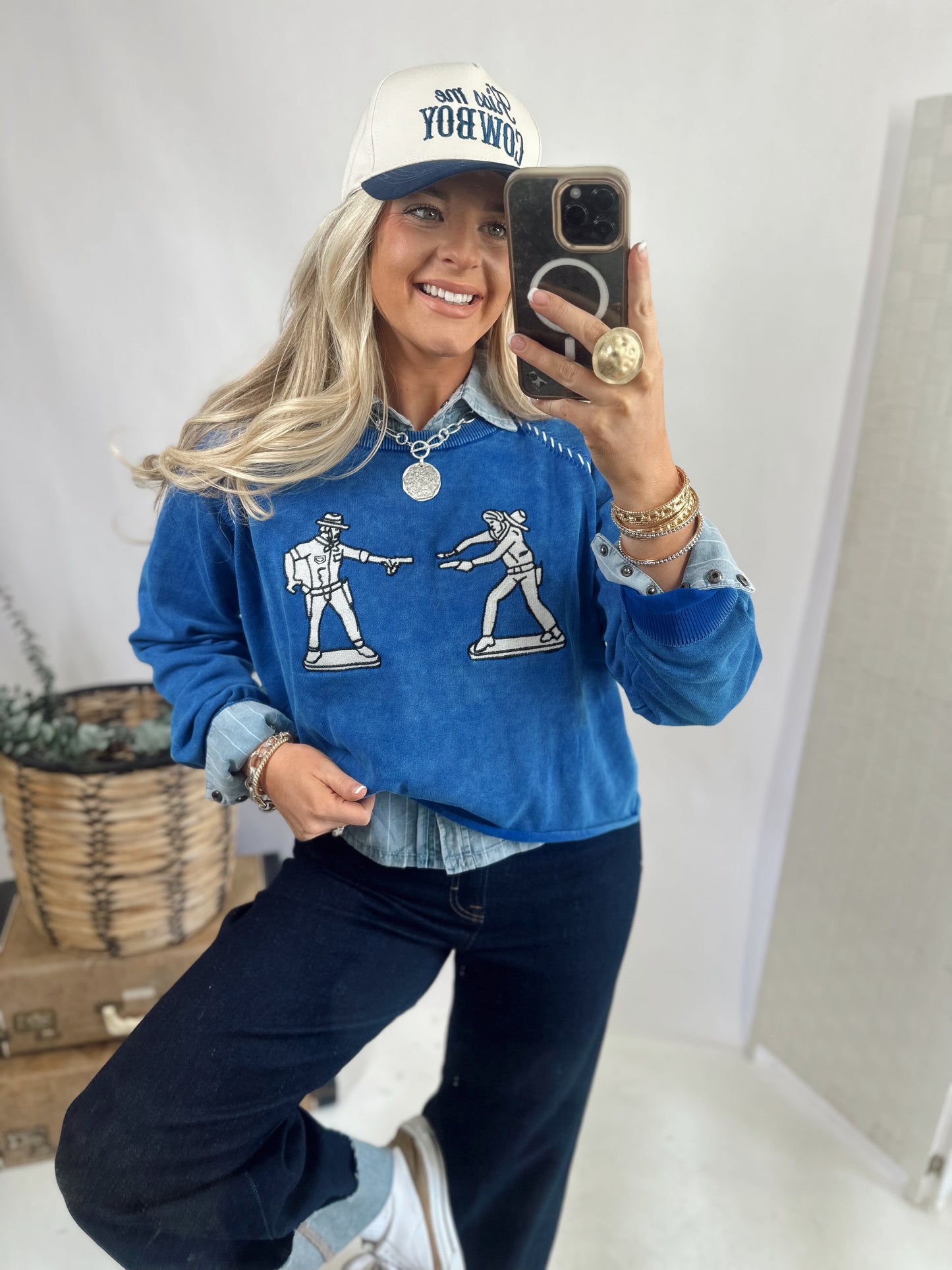 COBALT COWBOY *BLUE SWEATER
