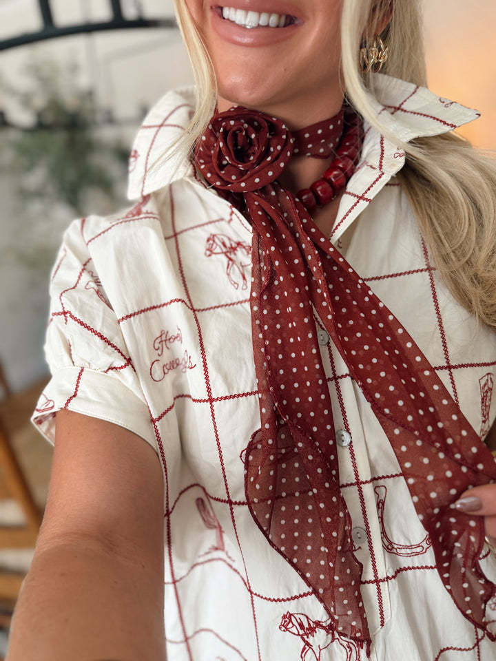 Sassy Slim Scarf *Wine Polkadots