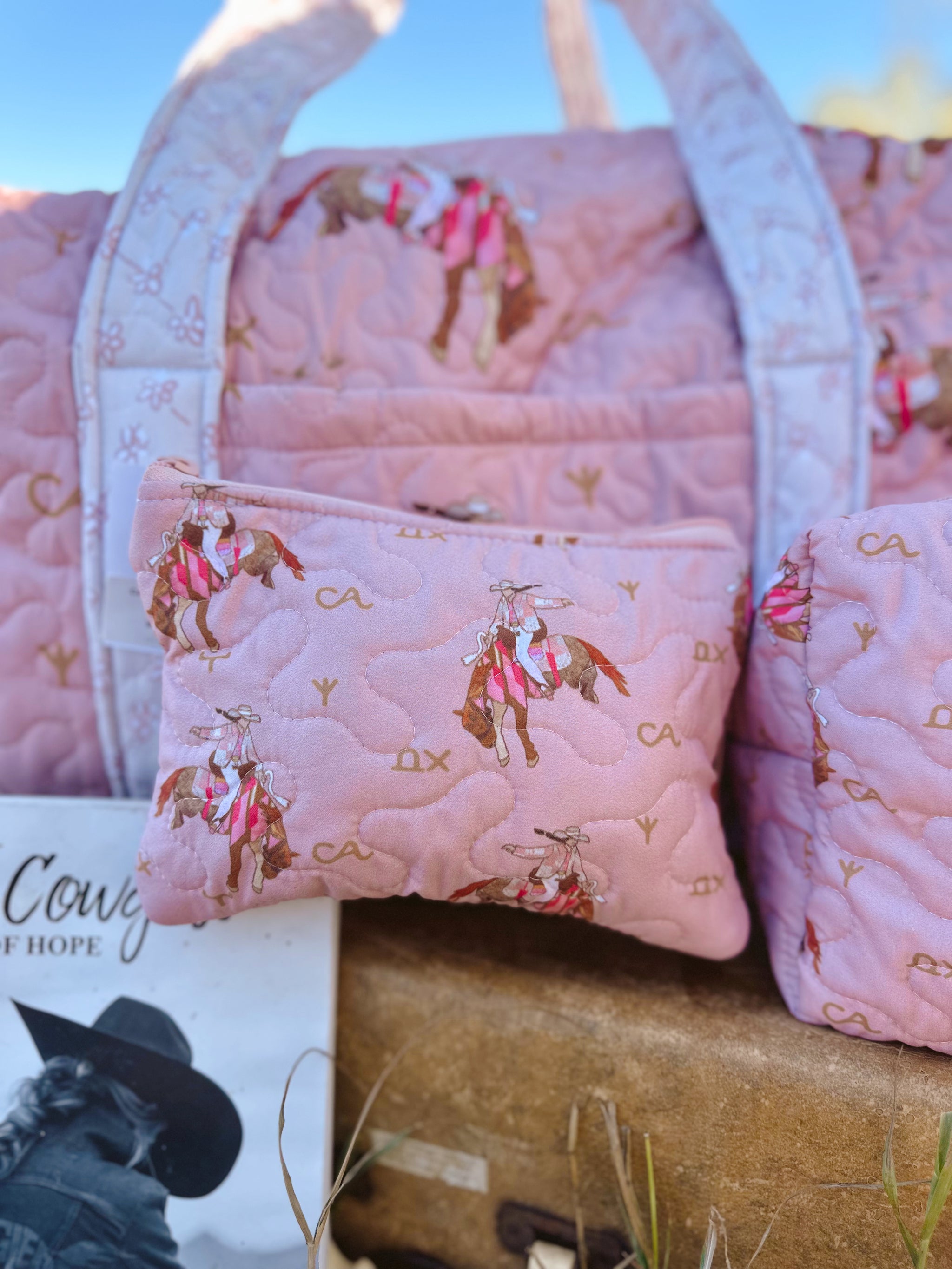 Casey Cowgirl Patchwork Rose Makeup Bag Small