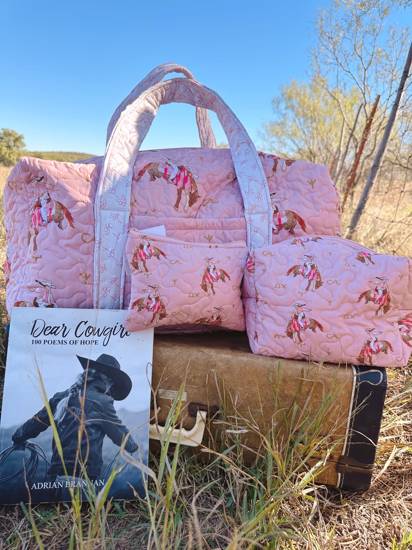 Casey Cowgirl Patchwork Rose Quilted Duffle Bag