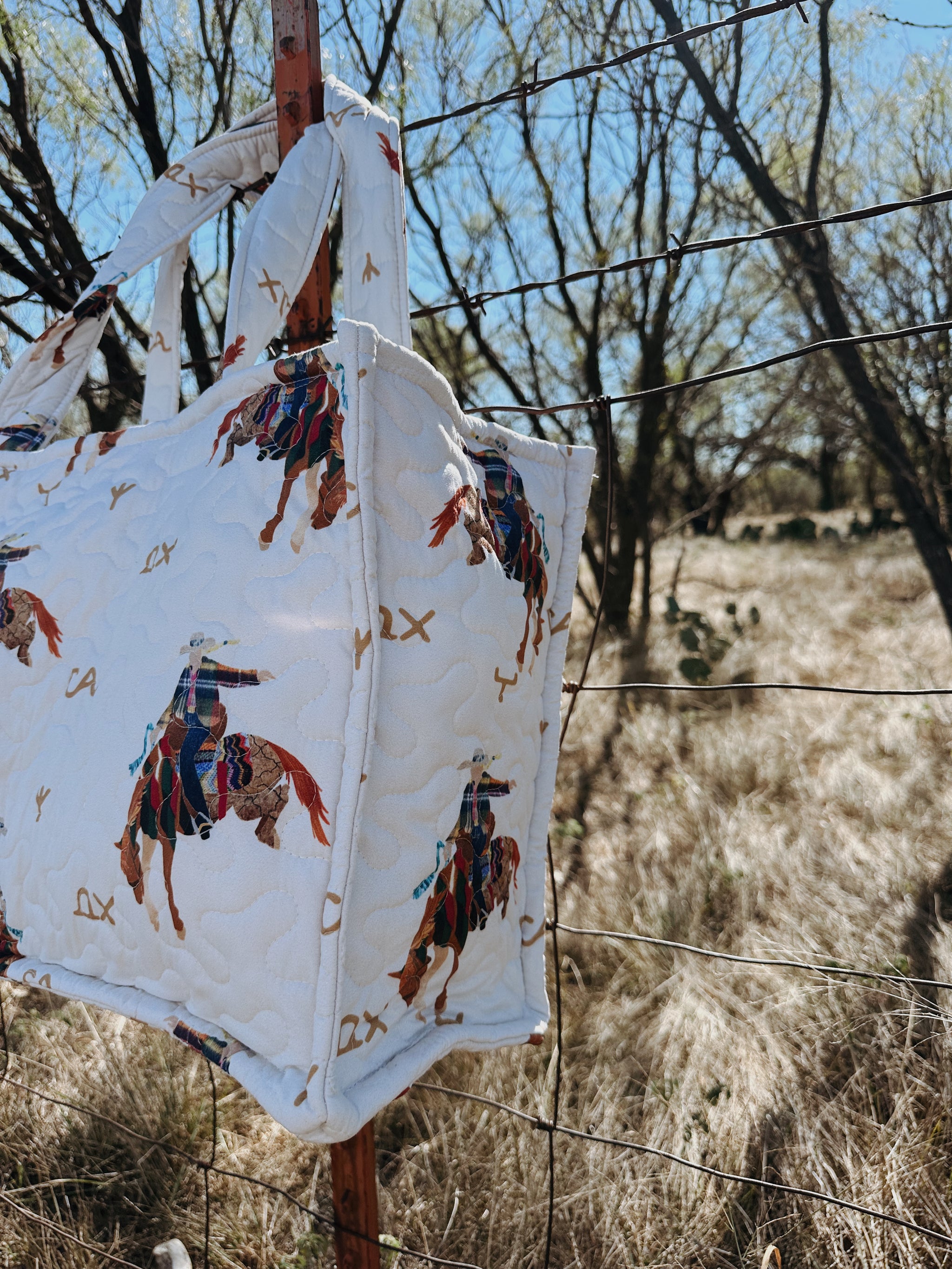 Casey Cowgirl Patchwork Linen Quilted Tote