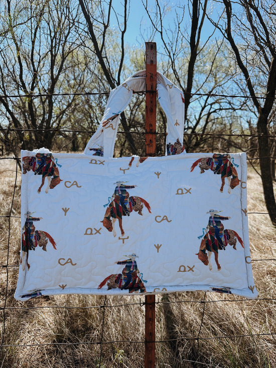 Casey Cowgirl Patchwork Linen Quilted Tote