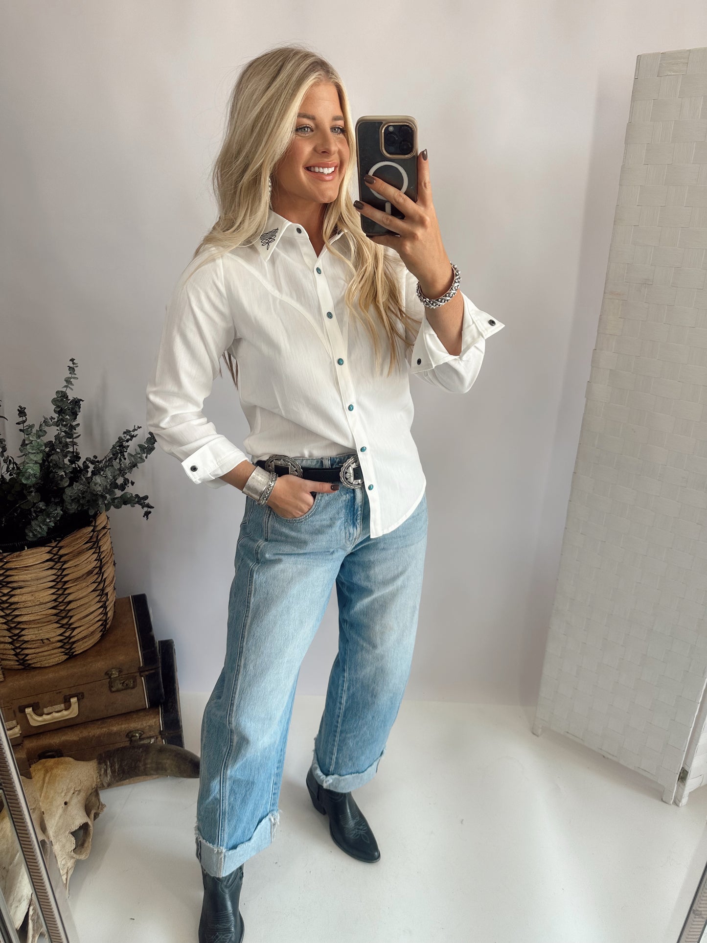Boot Stitch Button Up