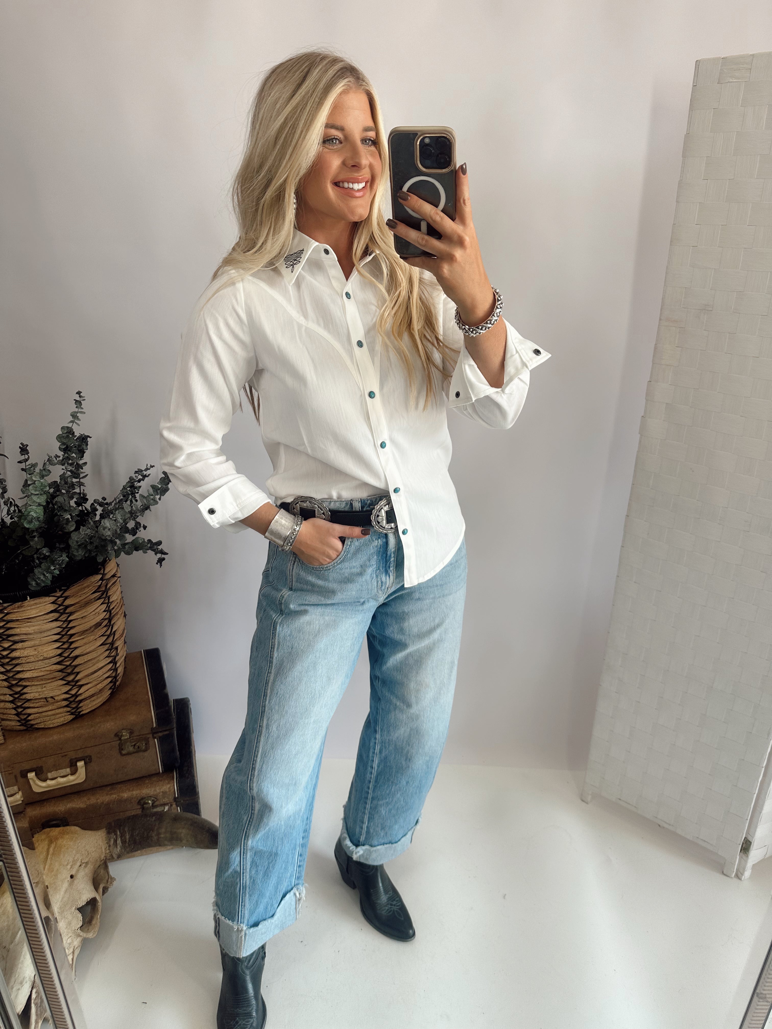 Boot Stitch Button Up
