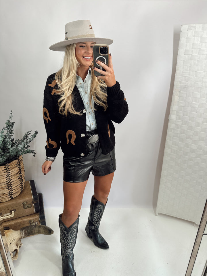 Lucky Horseshoe Cardigan *Black