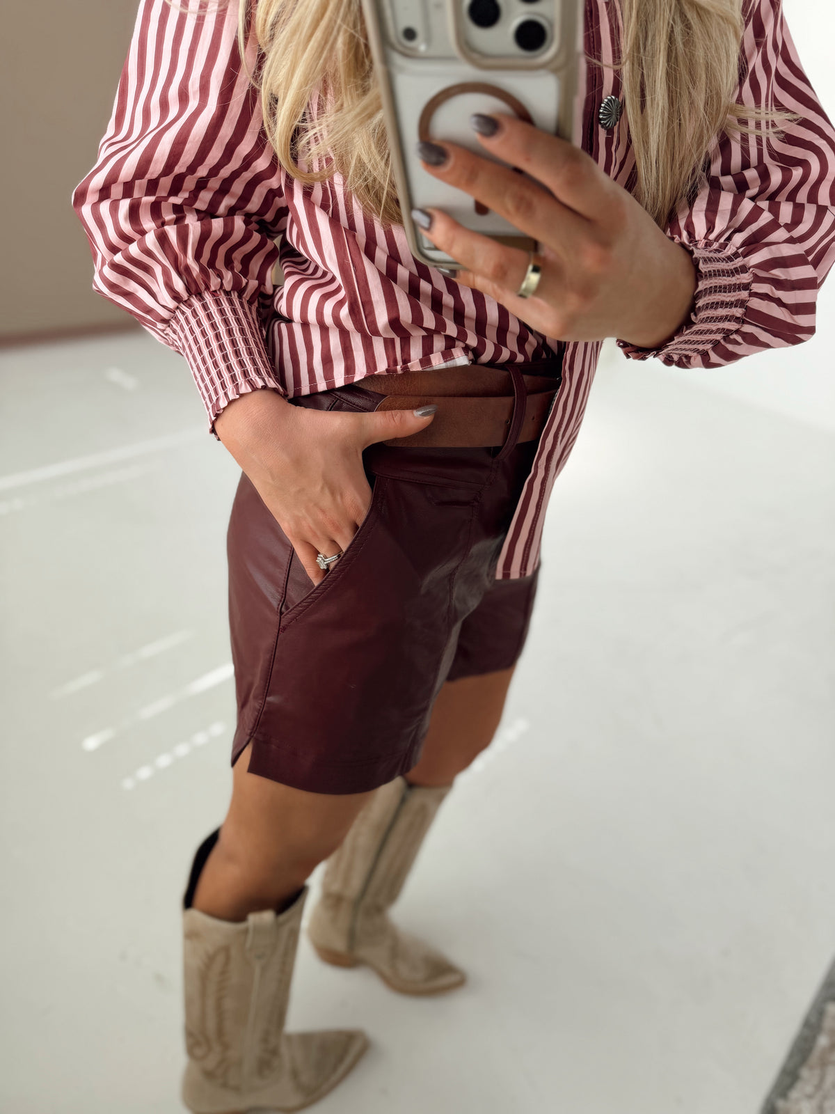 Legend Leather Shorts*Wine