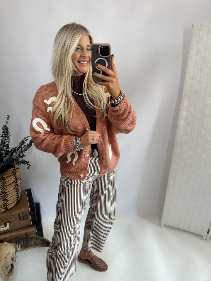 Lucky Horseshoe Cardigan *Terra Cotta