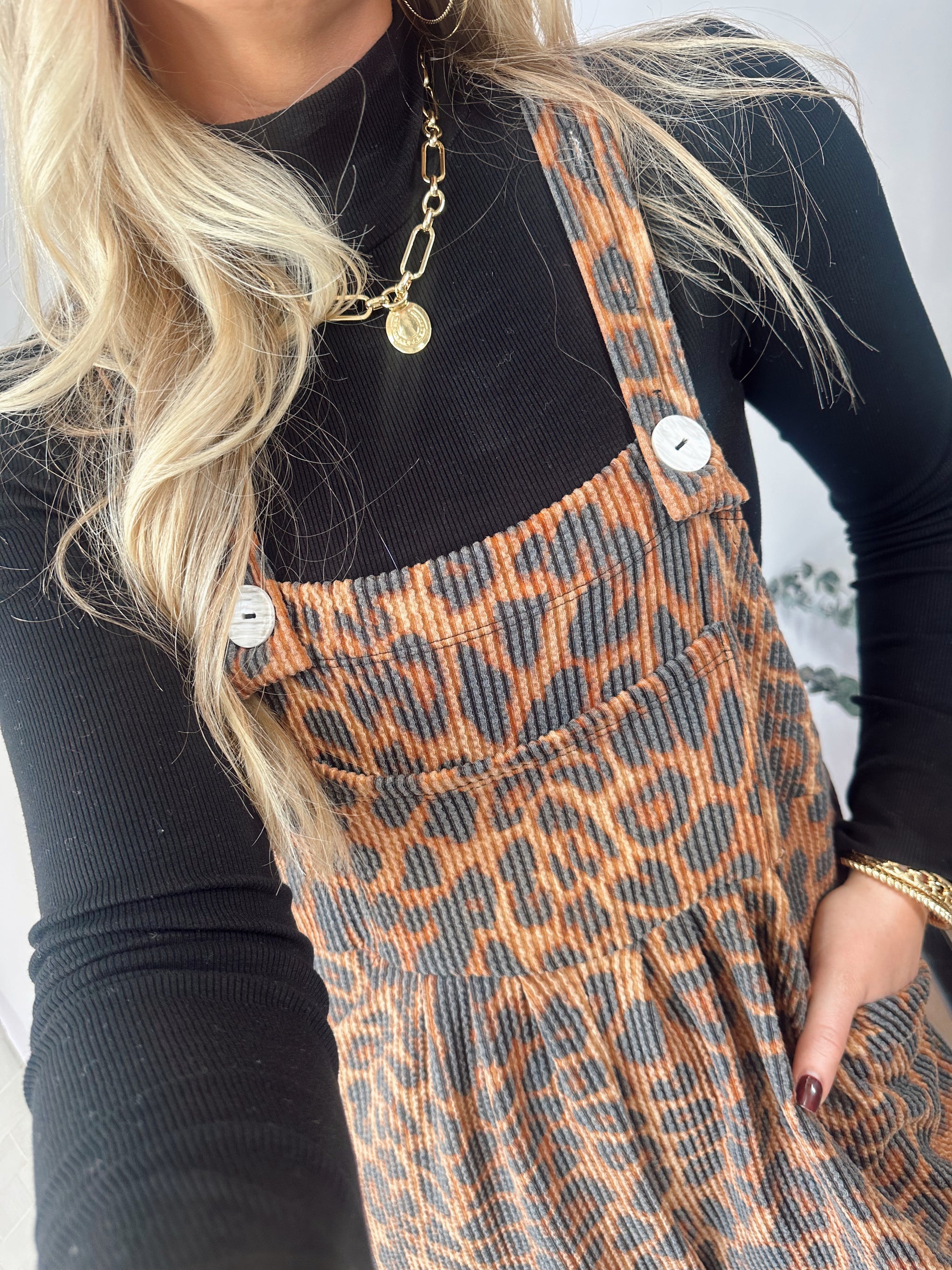 CHEETAH KARLI BOHO OVERALLS