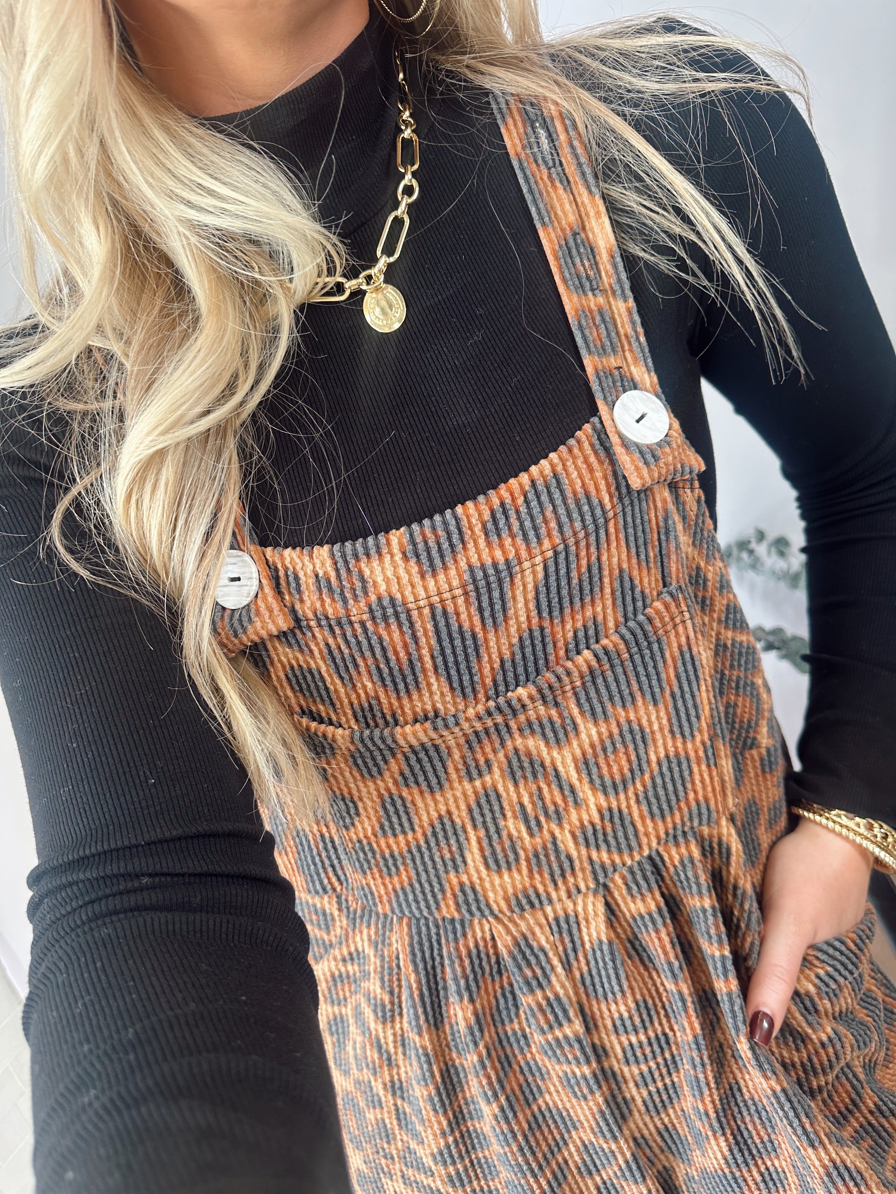 CHEETAH KARLI BOHO OVERALLS
