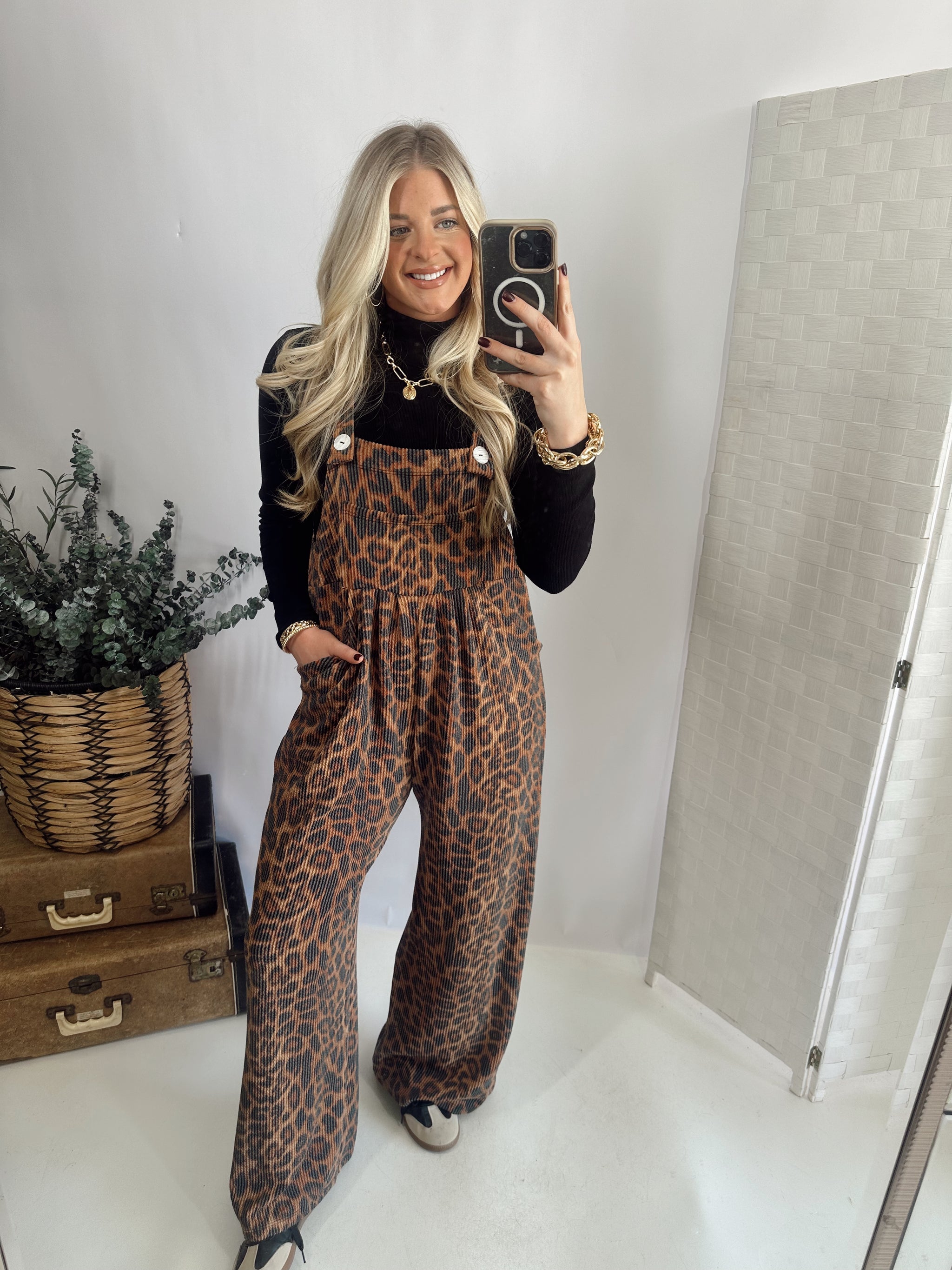 CHEETAH KARLI BOHO OVERALLS