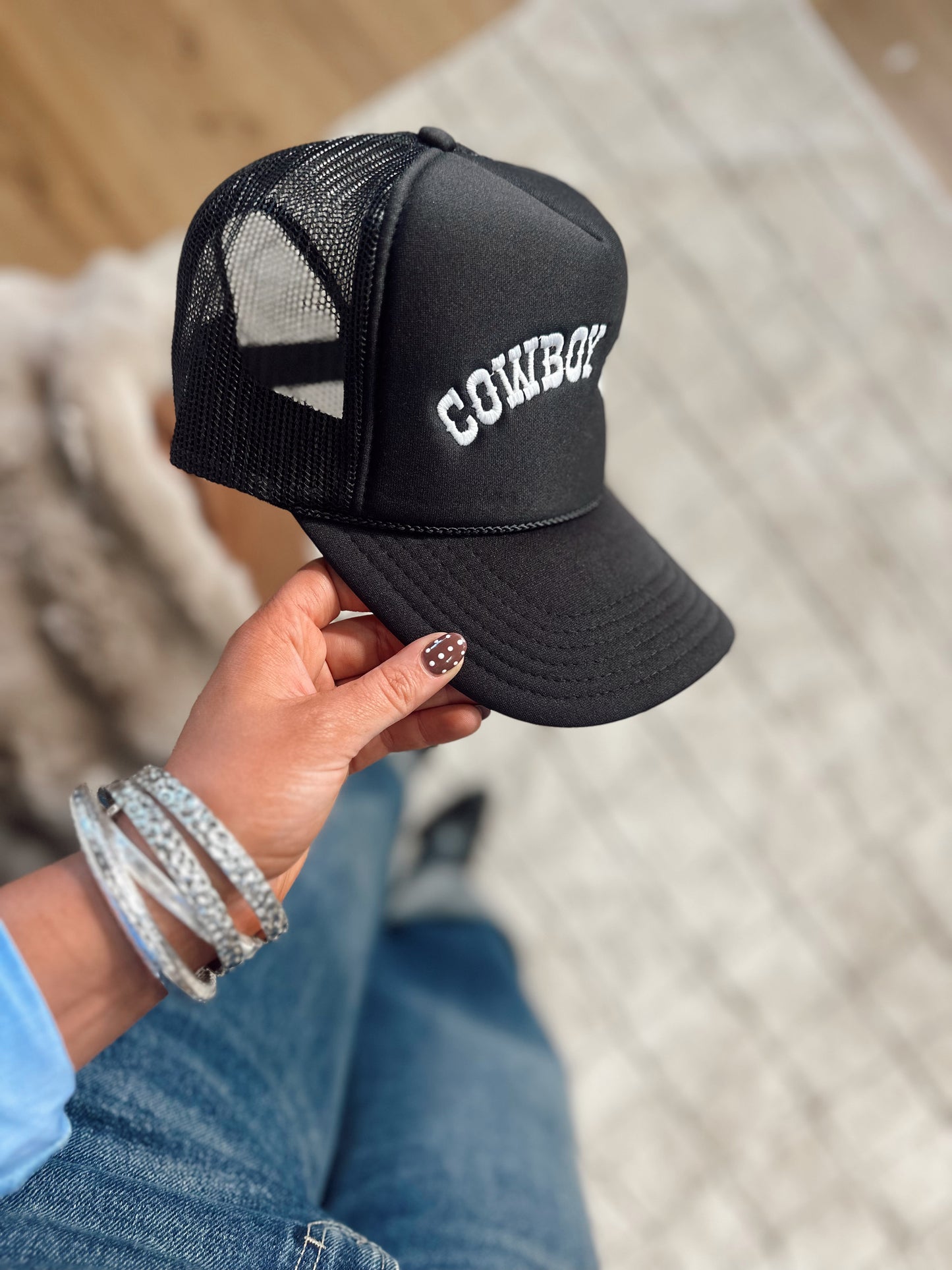 Cowboy Hat Trucker Hat - Black