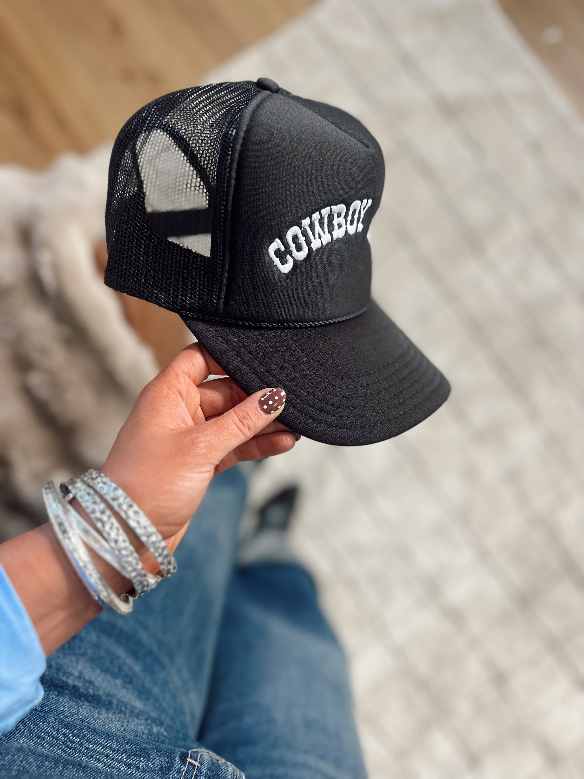Cowboy Hat Trucker Hat - Black