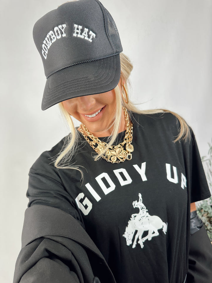 Cowboy Hat Trucker Hat - Black