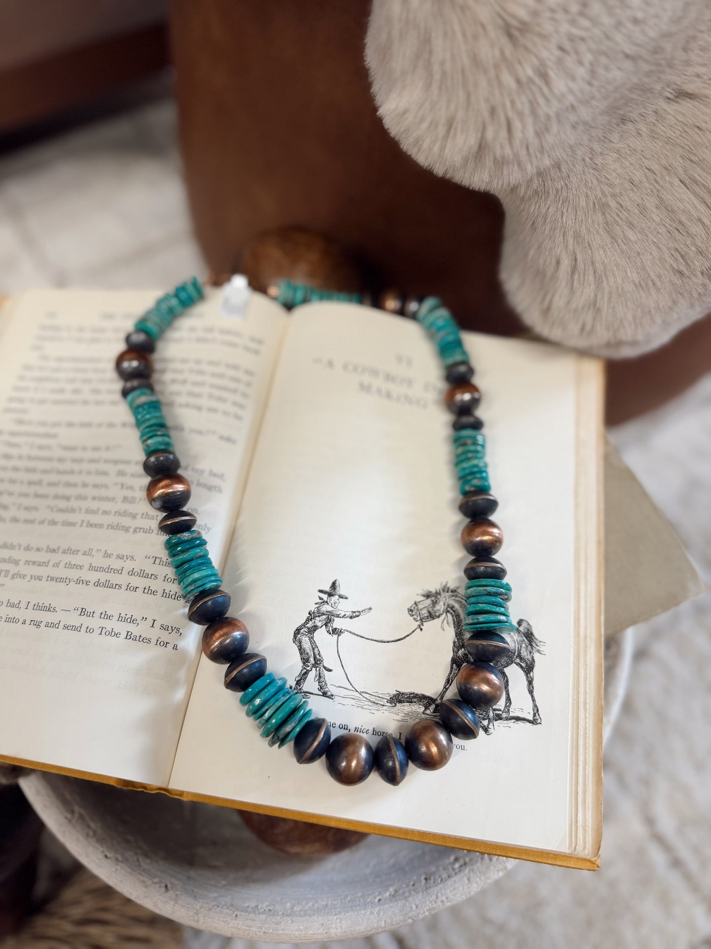 Mickey Cloud Mt. Turquoise Copper Bead Necklace