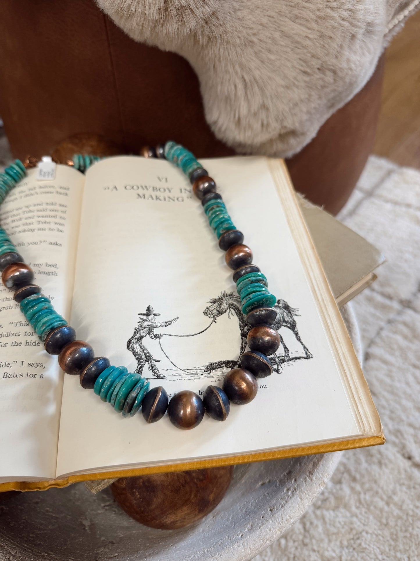 Mickey Cloud Mt. Turquoise Copper Bead Necklace