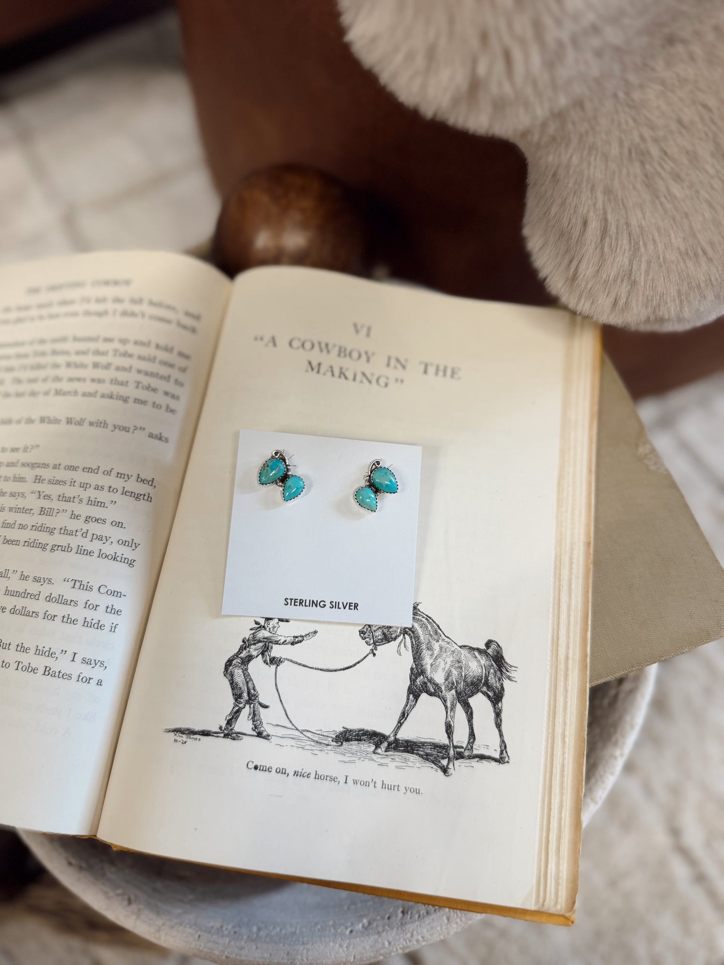 Ester Kingman Turquoise Earrings Hada Collection