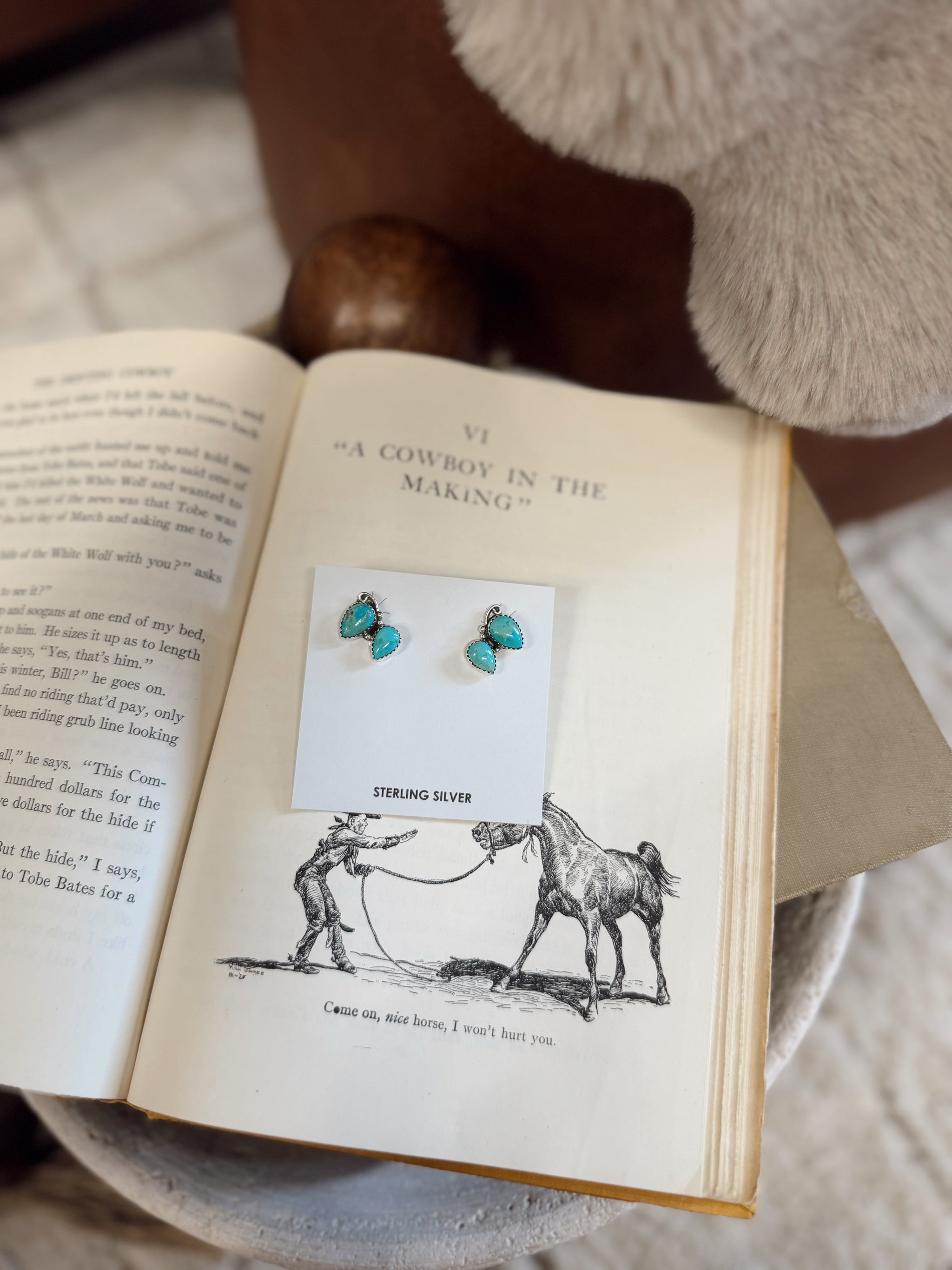 Ester Kingman Turquoise Earrings Hada Collection