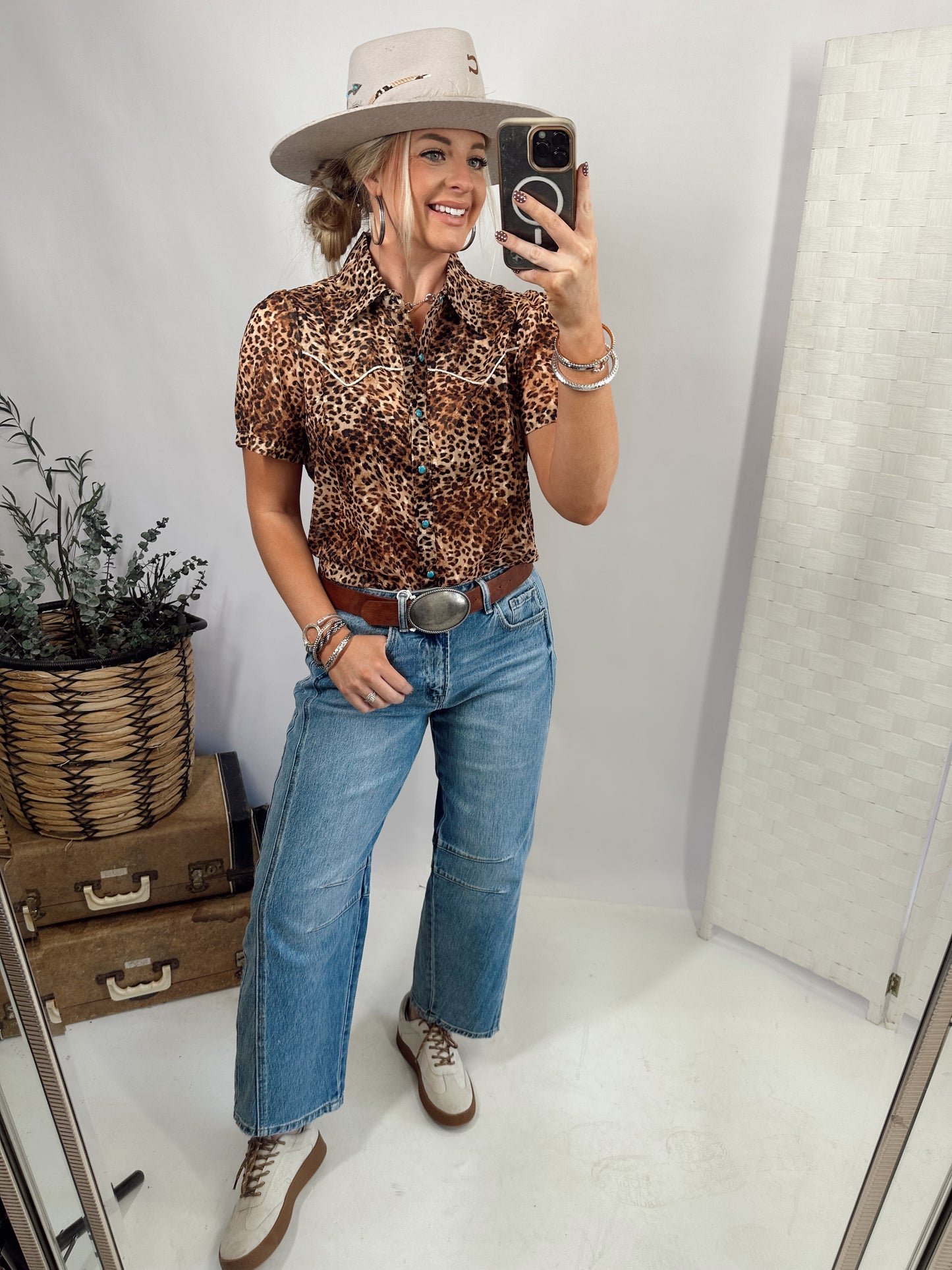 Short Sleeve Western Wild Button