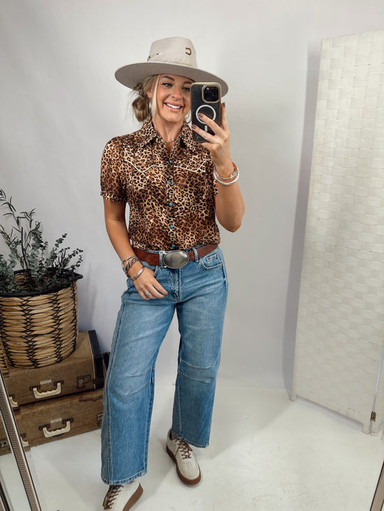 Short Sleeve Western Wild Button