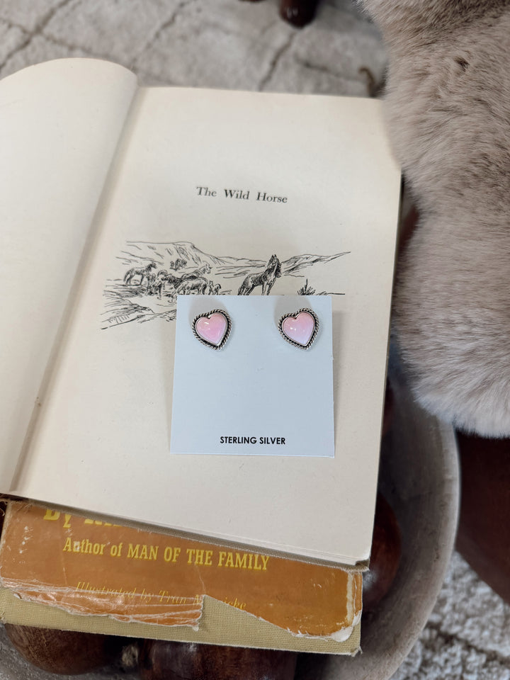 Authentic Pink Heart Conch Earrings