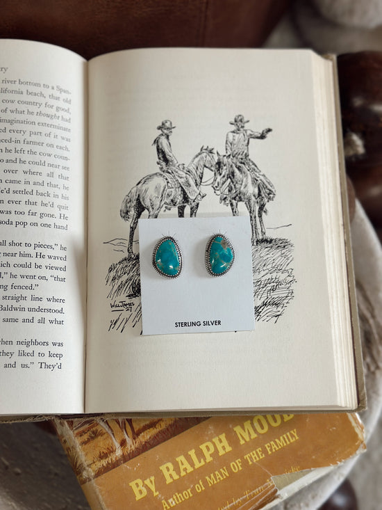 Navajo SS Kingman Turquoise Earrings