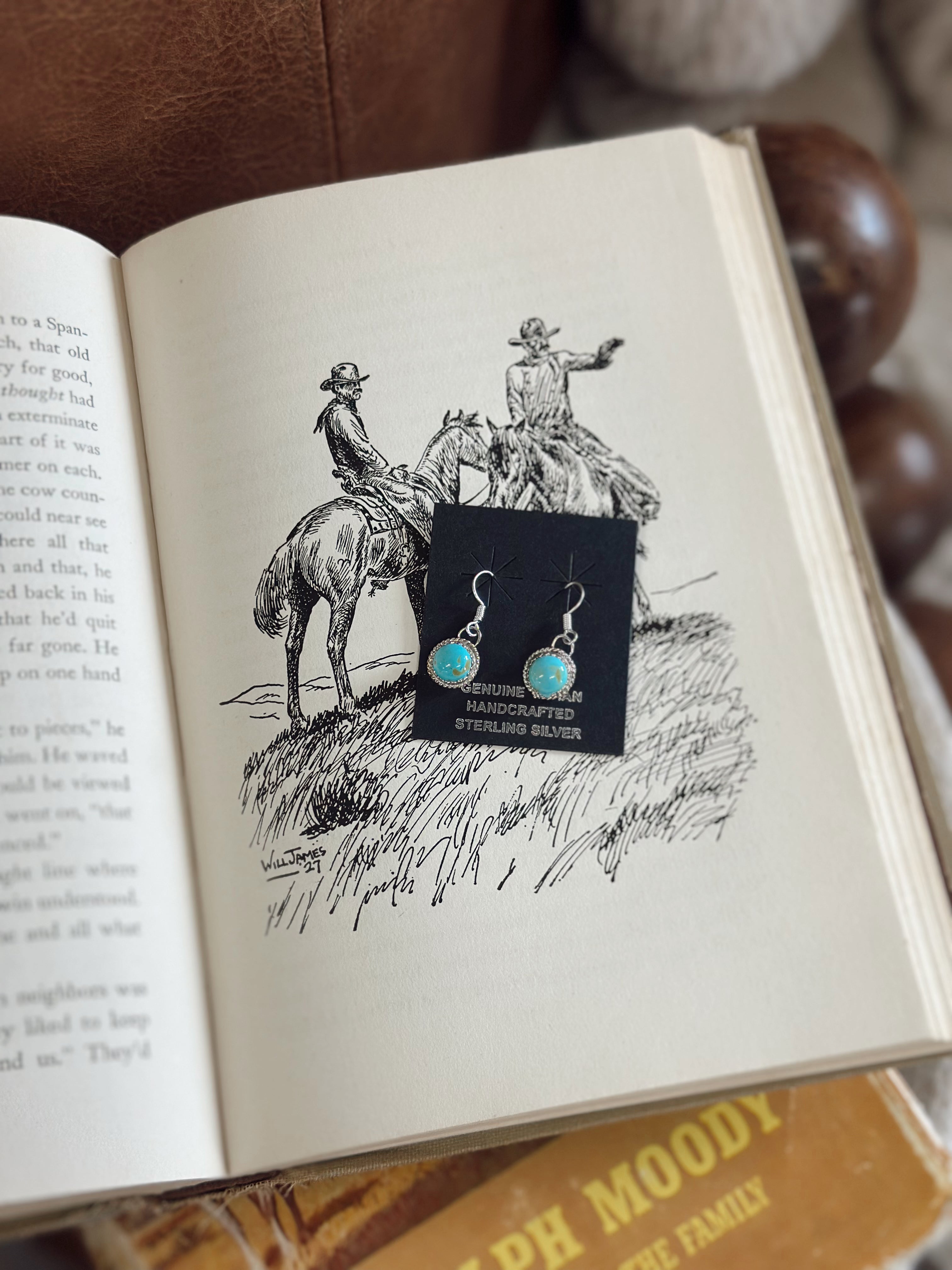 Navajo Sterling Silver Kingman Turquoise Earrings