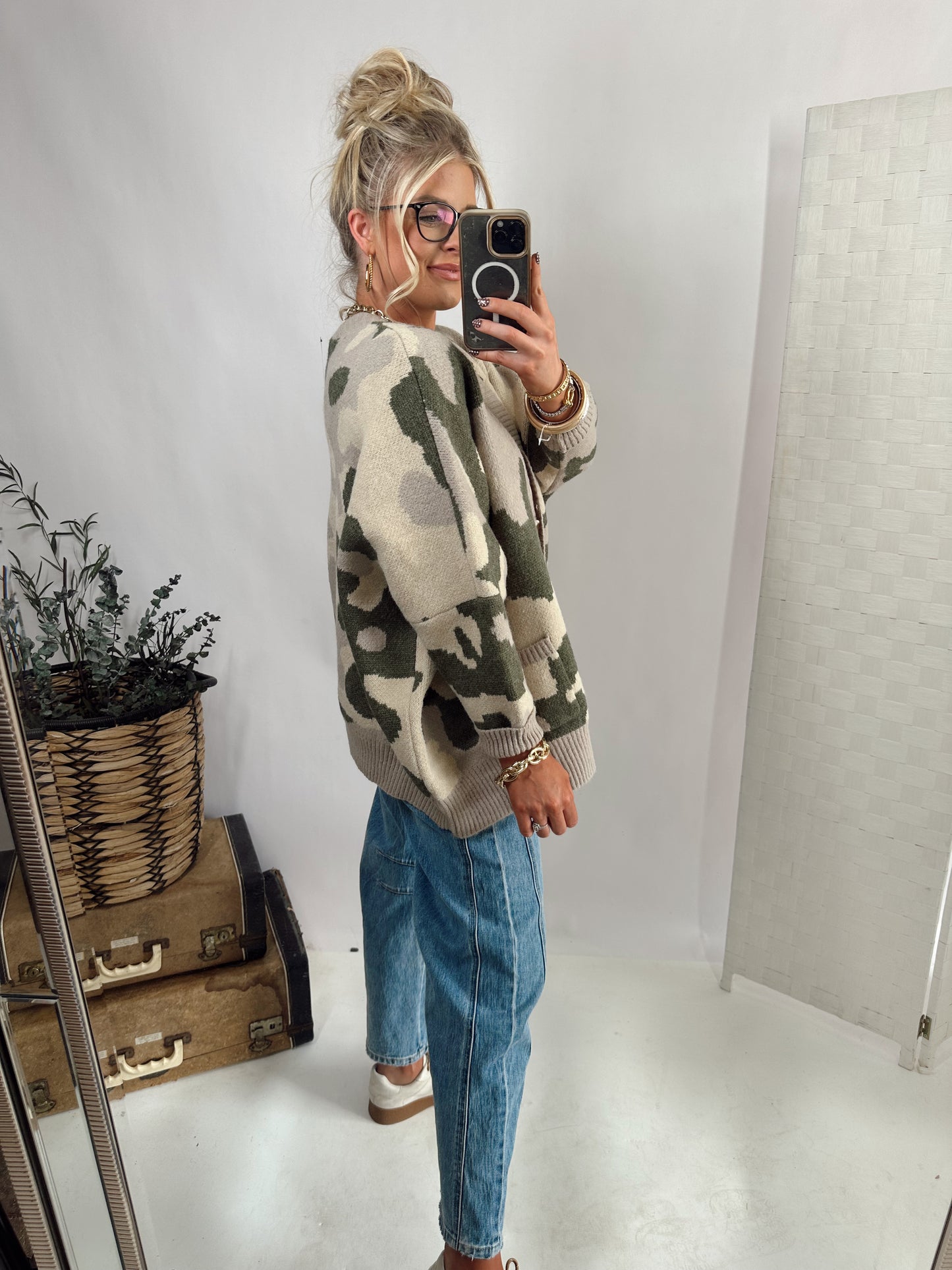 Charlie Camo Cardigan